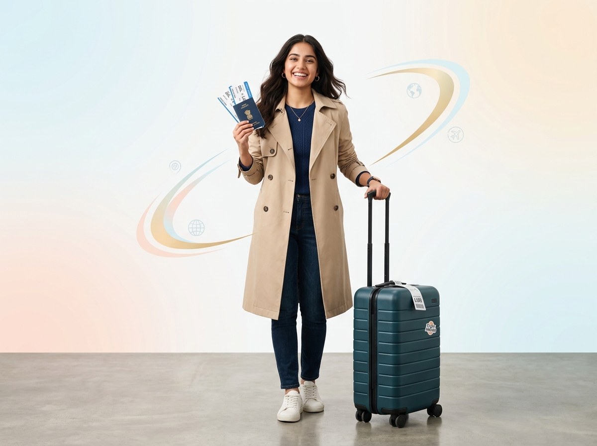 International student ready for study abroad journey